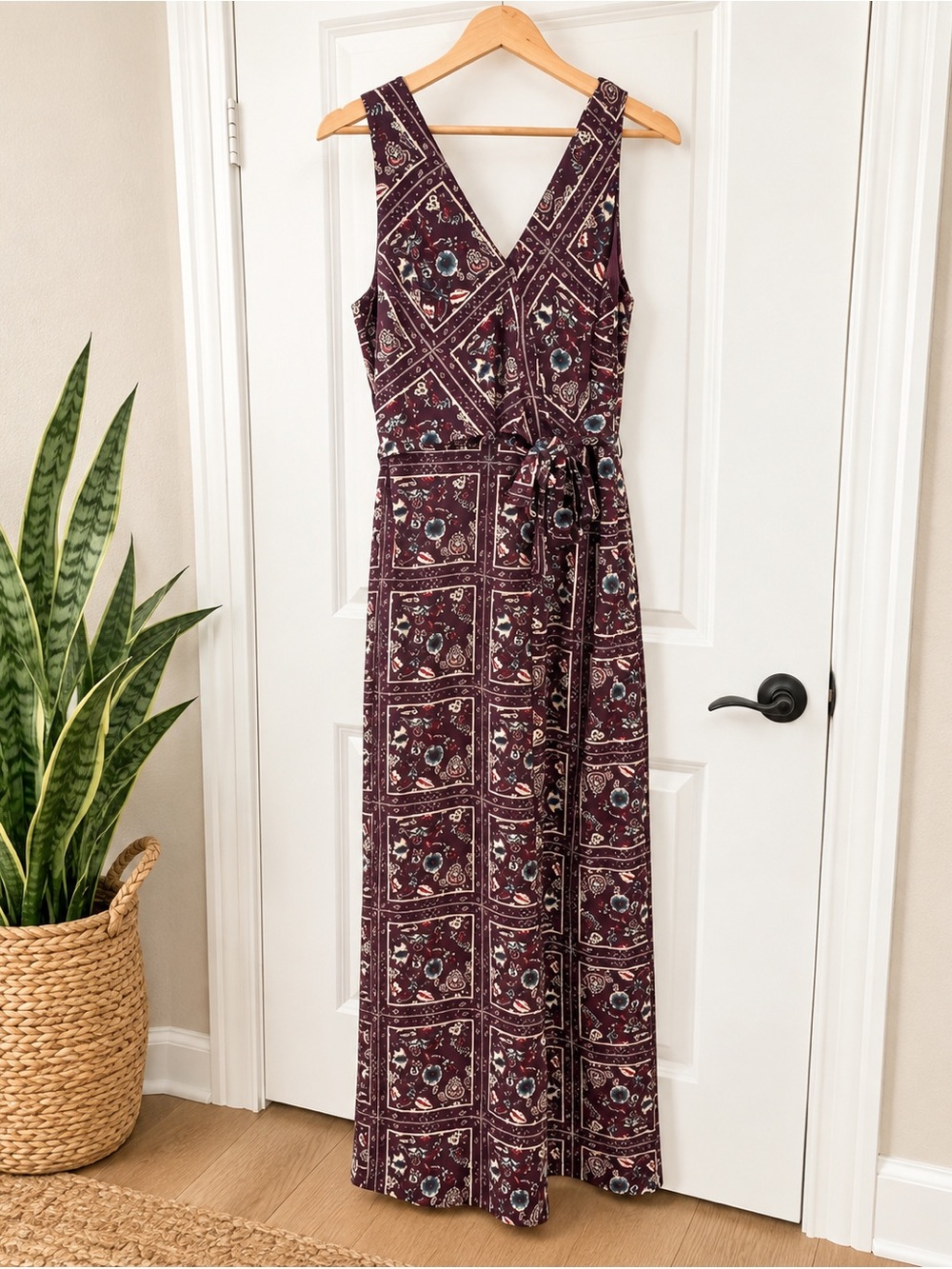 Miami Burgundy Floral Print Wrap Jumpsuit